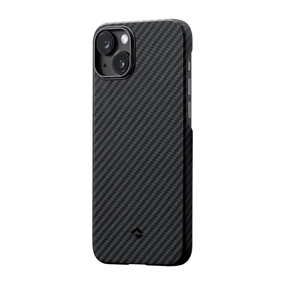 Pitaka Ultra-Slim Classic Serisi iPhone 14 M-safe Şarj Özellikli 1500D Aramid Fiber Black-Grey Twill Kılıf Pitaka Ultra-Slim Classic Serisi iPhone 14 M-safe Şarj Özellikli 1500D Aramid Fiber Black-Grey Twill Kılıf